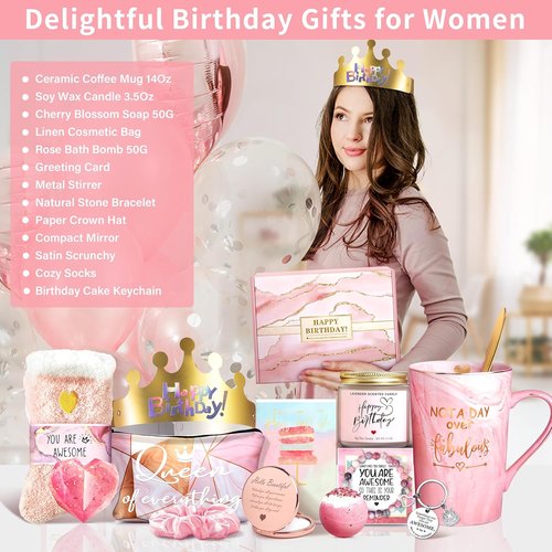Jumway Not A Day Over Fabulous Mug Set - Funny Birthday Gift for Women | 14 Oz Ceramic Marble Design