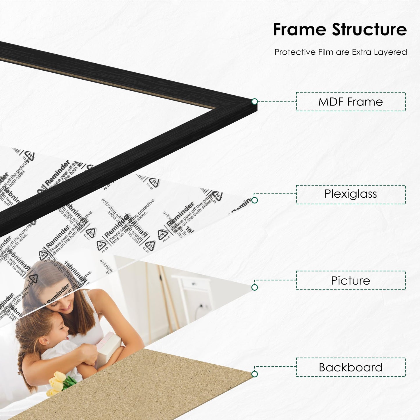 PEALSN 8x10 Picture Frame Set of 6, Black Picture Frames with HD Plexiglass,Wall Gallery Photo Frames for Wall Mounting or Tabletop Display, Black Woodgrain