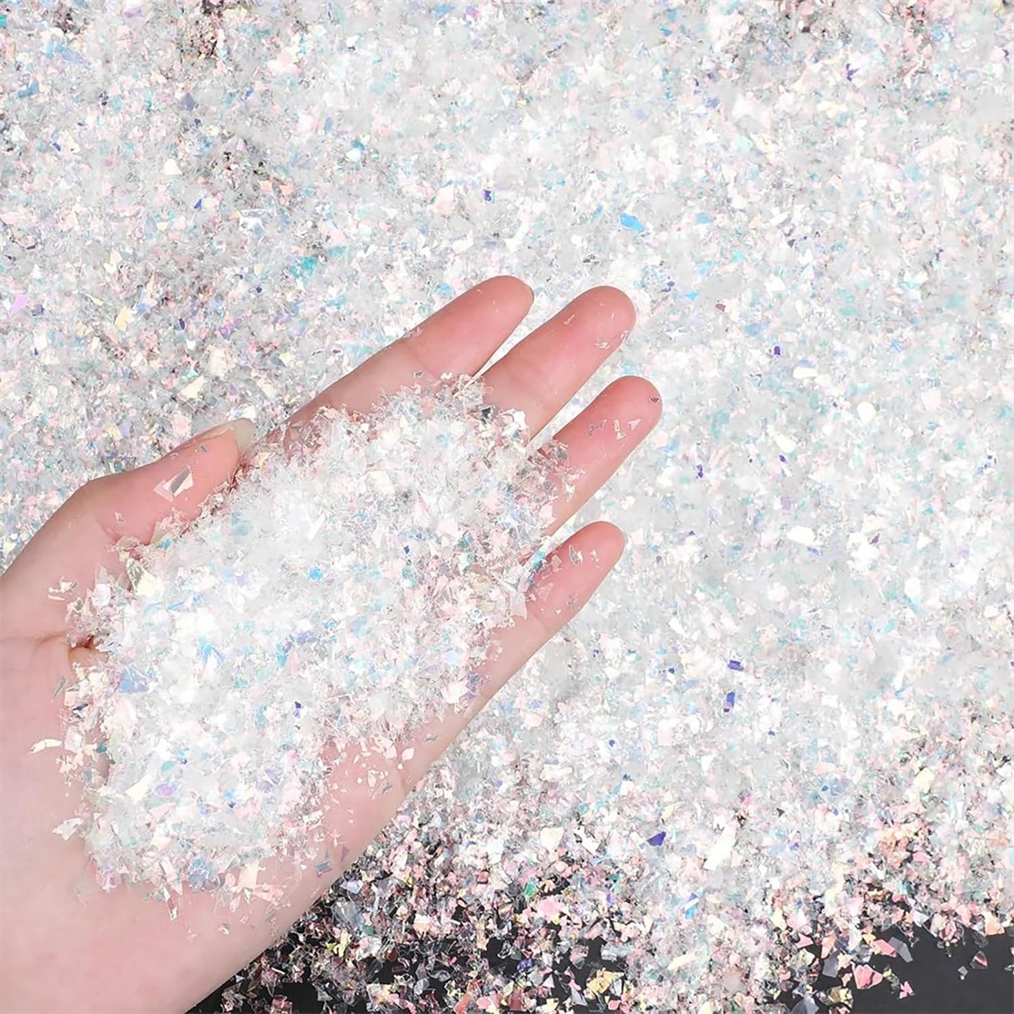Skiennix Fake Snow Decoration - Sparkling Artificial Flake Snow | 1.76oz Twinkling White Snowflakes