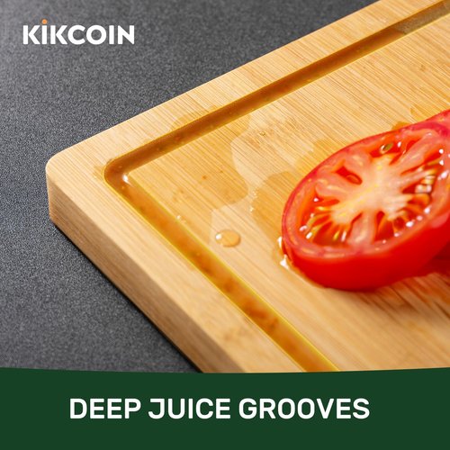 24" Bamboo Cutting Boards for Kitchen, Extra Large Wood Cutting Board with Deep Juice Groove and Handle Heavy Duty Chopping board, Kikcoin, 24" x 18"