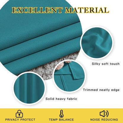 NICETOWN Blackout Room Divider Curtains 118 inches Long 2 Panels, Grommet Sliding Door Curtains Solid Window Treatments Sound Reducing for Living Room, W66 x L118, Peacock Teal
