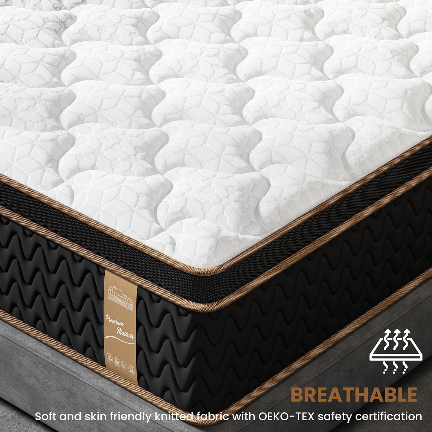 Queen Mattress - 12 Inch Cooling Hybrid Bed in a Box | 7-Zone Pocket Spring for Motion Isolation & Support