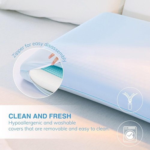 EGOHOME Cooling Gel Memory Foam Pillow - Reversible Cover for All Sleep Positions | Machine Washable, Standard Size, Blue