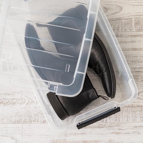 IRIS USA Storage Bins - 4-Pack Stackable Organizing Solution with Lids | 13 Quart, BPA-Free Plastic