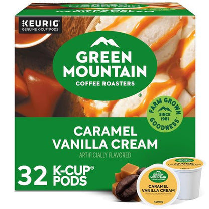 Green Mountain Coffee Roasters Caramel Vanilla Cream - Flavored Light Roast K-Cup Pods | 32 Count