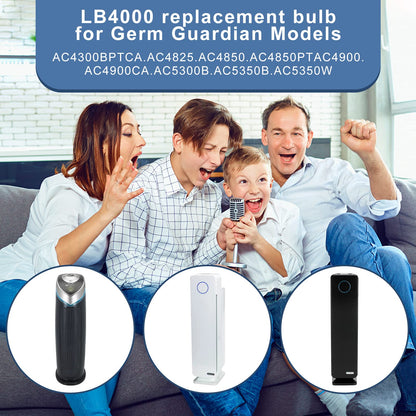 Poweka 2 Packs LB4000 Replacement Bulb Compatible with Germ Guardian AC4825 AC4850PT AC4300BPTCA AC4300BPT AC4850 AC4900 AC4900CA AC4800 AC4900 Purifiers Replace 5W UV-C Bulb