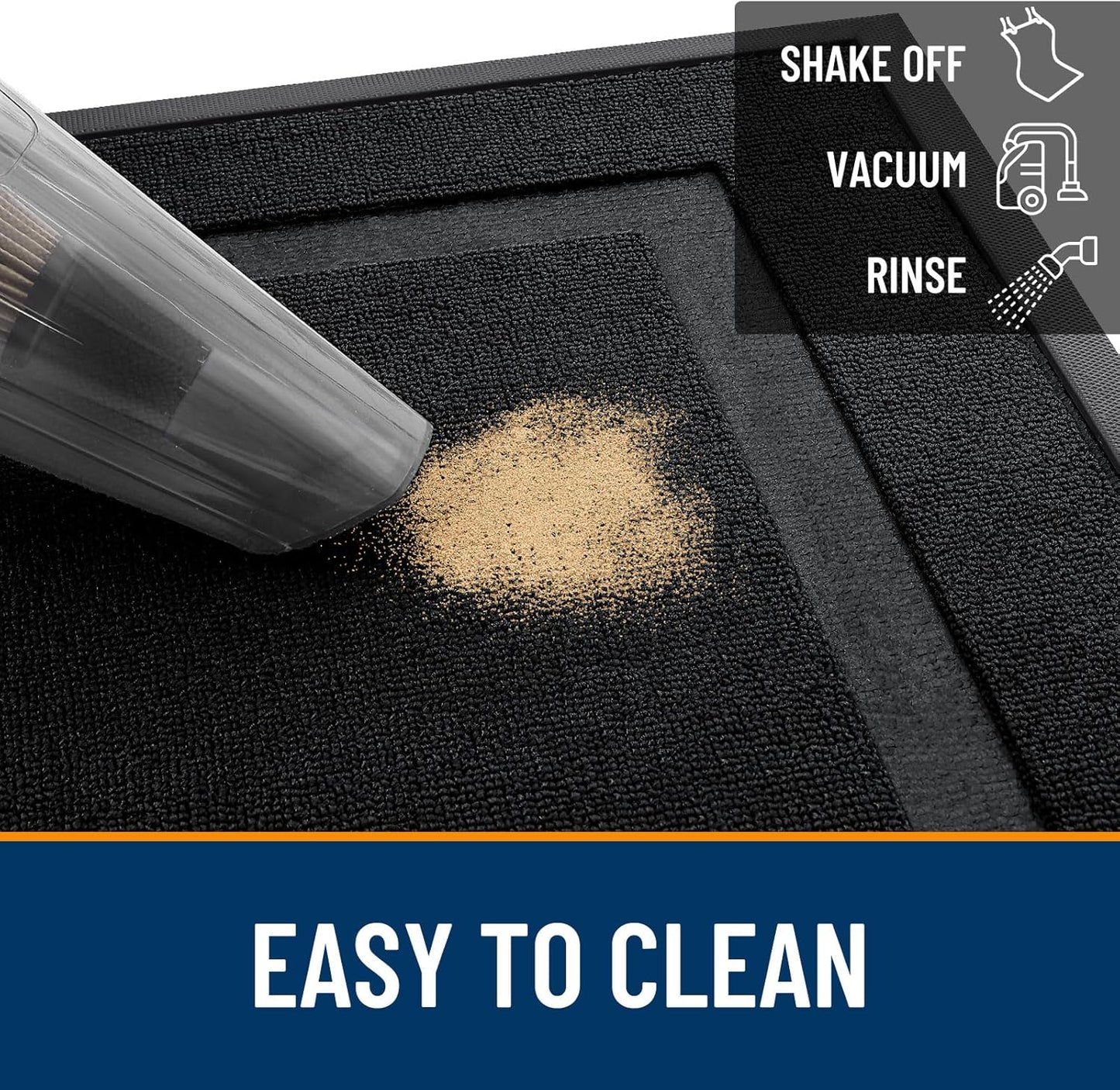 OLANLY Waterproof Front Door Mat - All-Season Indoor/Outdoor Doormat, Easy Clean, 35x23, Jet Black