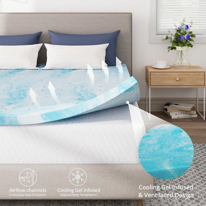 CH Charme Mattress Topper - 2 Inch Gel Infused Memory Foam for Back Pain Relief | Full Size, Cooling, CertiPUR-US Certified 75×54