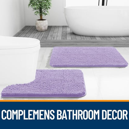 OLANLY Bathroom Rugs 30x20, Extra Soft Absorbent Chenille Bath Rugs, Rubber Backing Quick Dry, Machine Washable Bath Mats for Bathroom Floor, Tub and Shower, Home Decor Accessories, Lavender