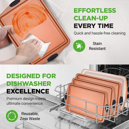 NutriChef 5-Piece Non-Stick Bakeware Set - Premium Carbon Steel Pans with Silicone Handles for Baking & Roasting