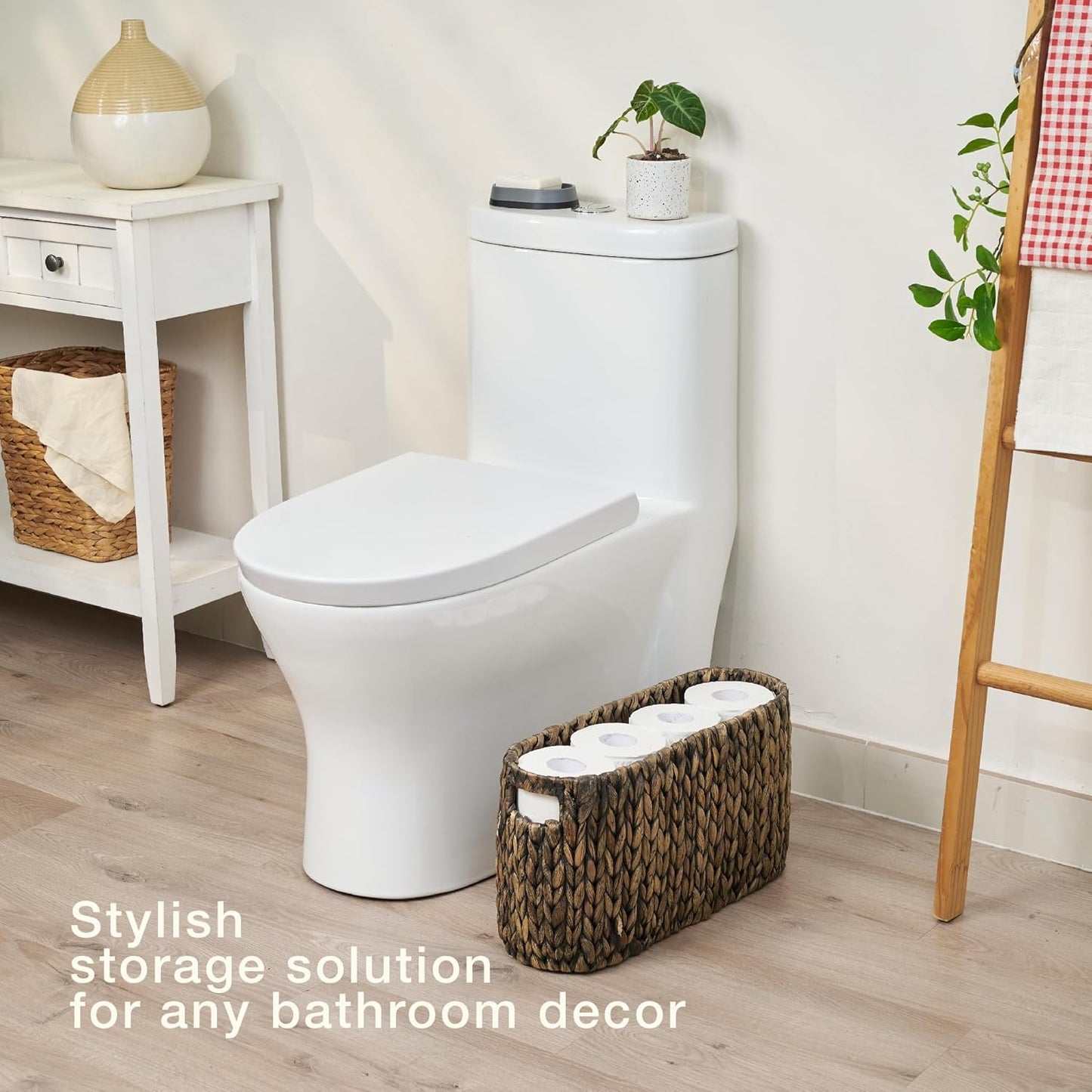 Skiennix Black Toilet Paper Storage Basket - Stylish & Functional Bathroom Organizer