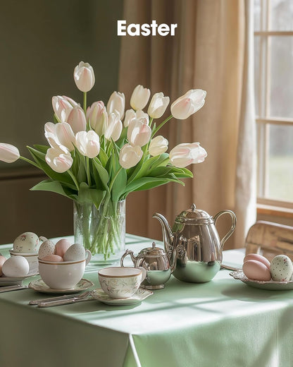 Pureegg Disposable Plastic Table Cloths - 20 Pack, 54 x 108 Inch, Leakproof Sage Green for Easter Parties