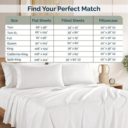 Casa Platino Queen Sheets Set –100% Cotton Queen Sheets with 4 Pillowcases, Lightweight Feel & Secure Fit, Crisp & Breathable Percale Weave with 15" Deep Pocket, Soft and Cozy – Pure White