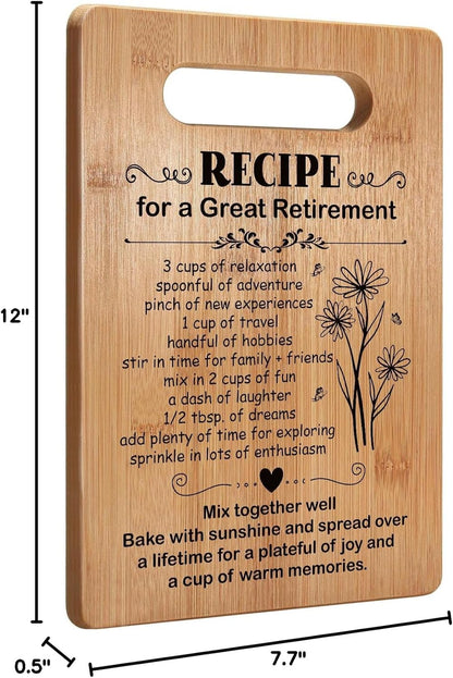 Retirement Gifts for Women 2026, Retired Cutting Board Gifts, Coworker Leaving Gifts for Women, Going Away Gifts for Coworker Boss Lady Leader Colleague Friends-Recipe for a Great Retirement