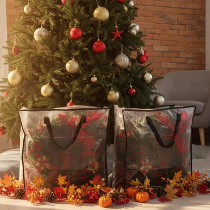 4 Pack Wreath Storage Bags by [Brand Name] - 26 Inch, 90L Capacity with Reinforced Handles & Smooth Zippers | Foldable for Christmas & Seasonal Wreaths