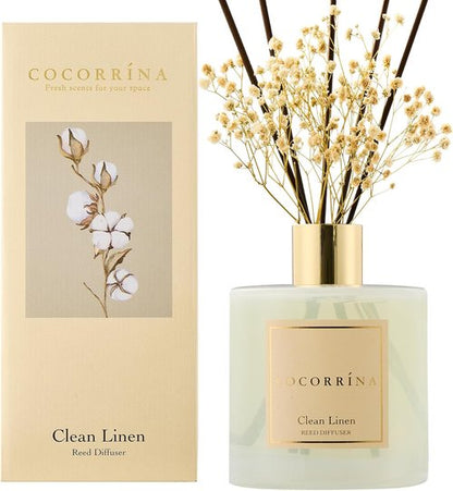 COCORRÍNA Reed Diffuser - Clean Linen Scented Diffuser with 8 Sticks | 17 Fl. Oz for Home Decor