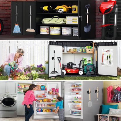 ULIBERMAGNET Magnetic Mop Broom Holder - Heavy Duty Wall-Mounted Storage Rack | Anti-Slip Design (2 Pack, Black)