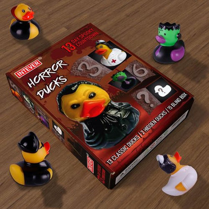 Intever Advent Calendar 2025 - Horror Rubber Duckies - 13 Days of Spooky Fun with 2 Hidden Figures | Collectible Christmas Decor