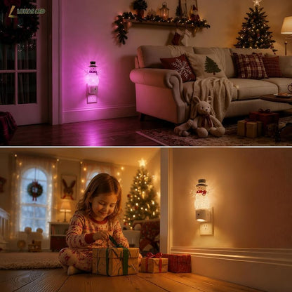 Snowman Night Light with 3 Lighting Modes, Dusk to Dawn Sensor, 8 Colors | Snowman Christmas Plug-in