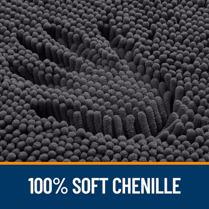 OLANLY Bathroom Runner Rugs - Soft Absorbent Chenille Bath Mat | Quick-Dry Rubber Backing, 47x24, Dark Grey