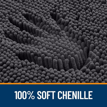 OLANLY Bathroom Rugs 40x32, Extra Soft Absorbent Chenille Bath Rugs, Rubber Backing Quick Dry, Machine Washable Bath Mats for Bathroom Floor, Tub and Shower, Home Decor Accessories, Dark Grey