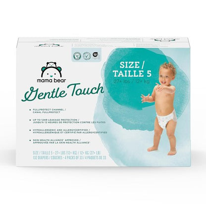 Mama Bear - Gentle Touch Diapers, Size 5 | 132 Count (4 Packs of 33) - Ultra Soft & Absorbent