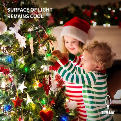 WATERGLIDE Christmas Lights - 33ft 100 LED Multicolor Faceted String Lights | Waterproof & 8 Modes