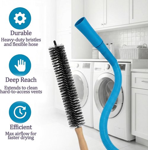 Dryer Lint Vac Attachment - 3-Piece Extendable Dryer Vent Cleaner Kit for All Vacuum Cleaners