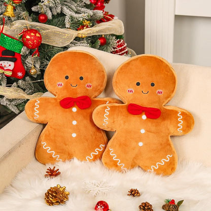 Christmas Gingerbread Throw Pillows Set of 2 – Soft Plush 15.7 in Decor for Sofa