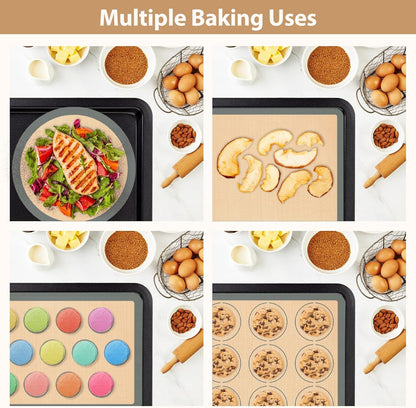 Skiennix Silicone Baking Mat Set - Nonstick Reusable Pastry & Pizza Mats | 6-Piece Baking Supplies
