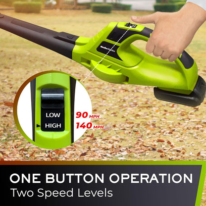 Mueller UltraStorm Cordless Electric Leaf Blower - 140 MPH Power, 2 Batteries & Charger, Lightweight Design