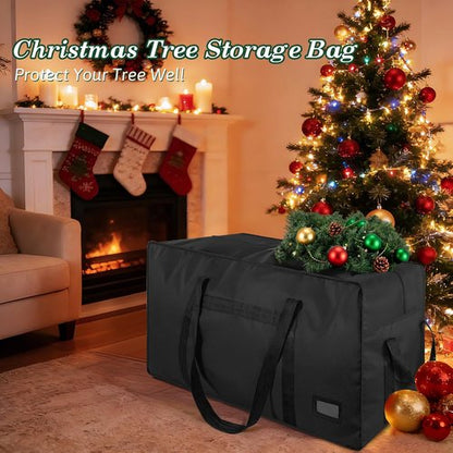 Heavy Duty Christmas Tree Storage Bag by [Brand Name] - Reinforced Handles & Dual Zippers | Fits 3FT-4.5FT Trees, Black