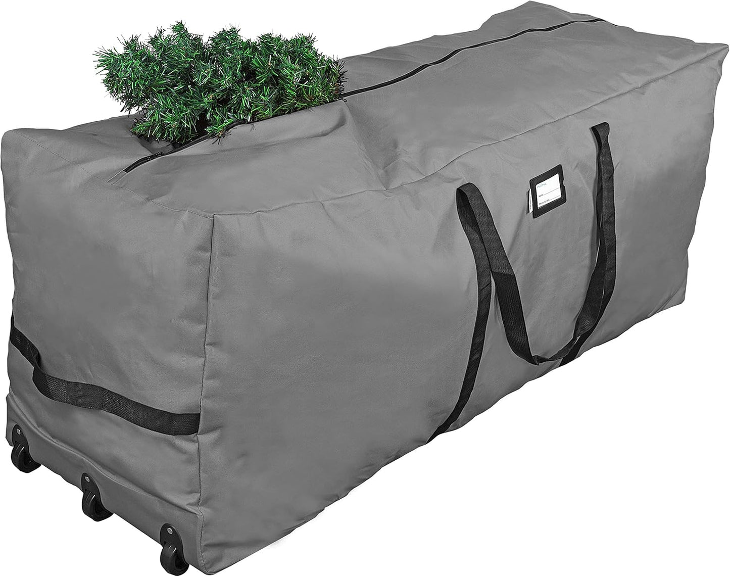 ProPik Christmas Rolling Tree Storage Bag - Extra Large Heavy Duty Container for 9 Ft Trees | 28" x 16.5" x 60" | 3 Wheels & Handles (Gray)