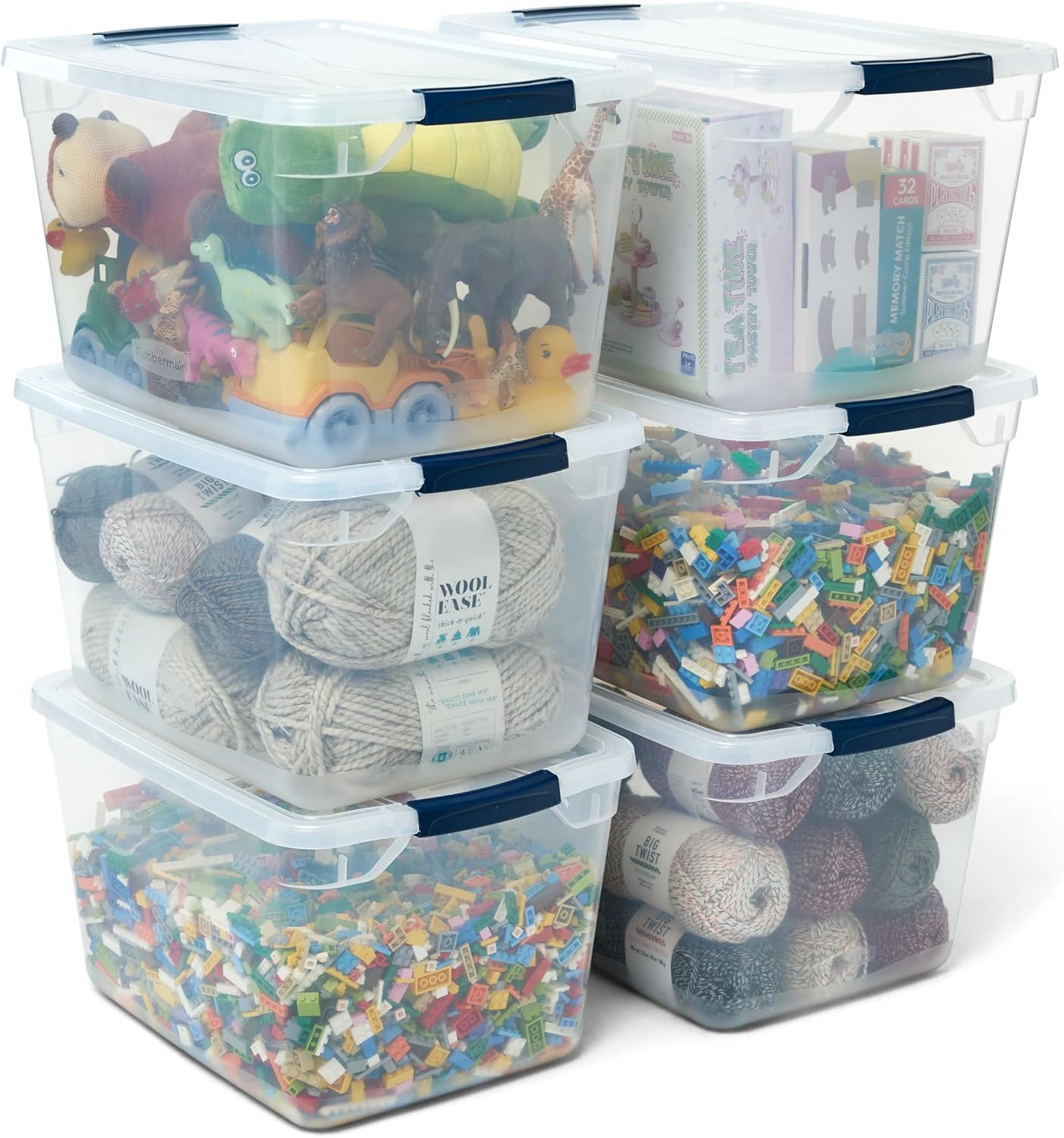 Rubbermaid Cleverstore Clear 32 Qt Storage Bins - Stackable Plastic Containers with Lids | Ideal for Home Organization