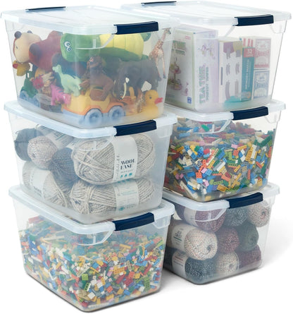 Rubbermaid Cleverstore Clear 32 Qt Storage Bins - Stackable Plastic Containers with Lids | Ideal for Home Organization