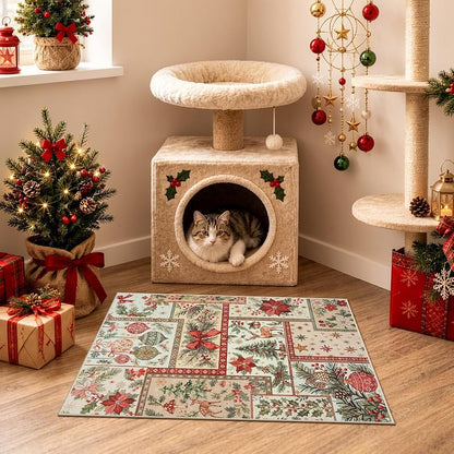 2x3 Christmas Entryway Rug - Boho Patchwork, Washable Beige 2' x 3' (Variation: Beige)