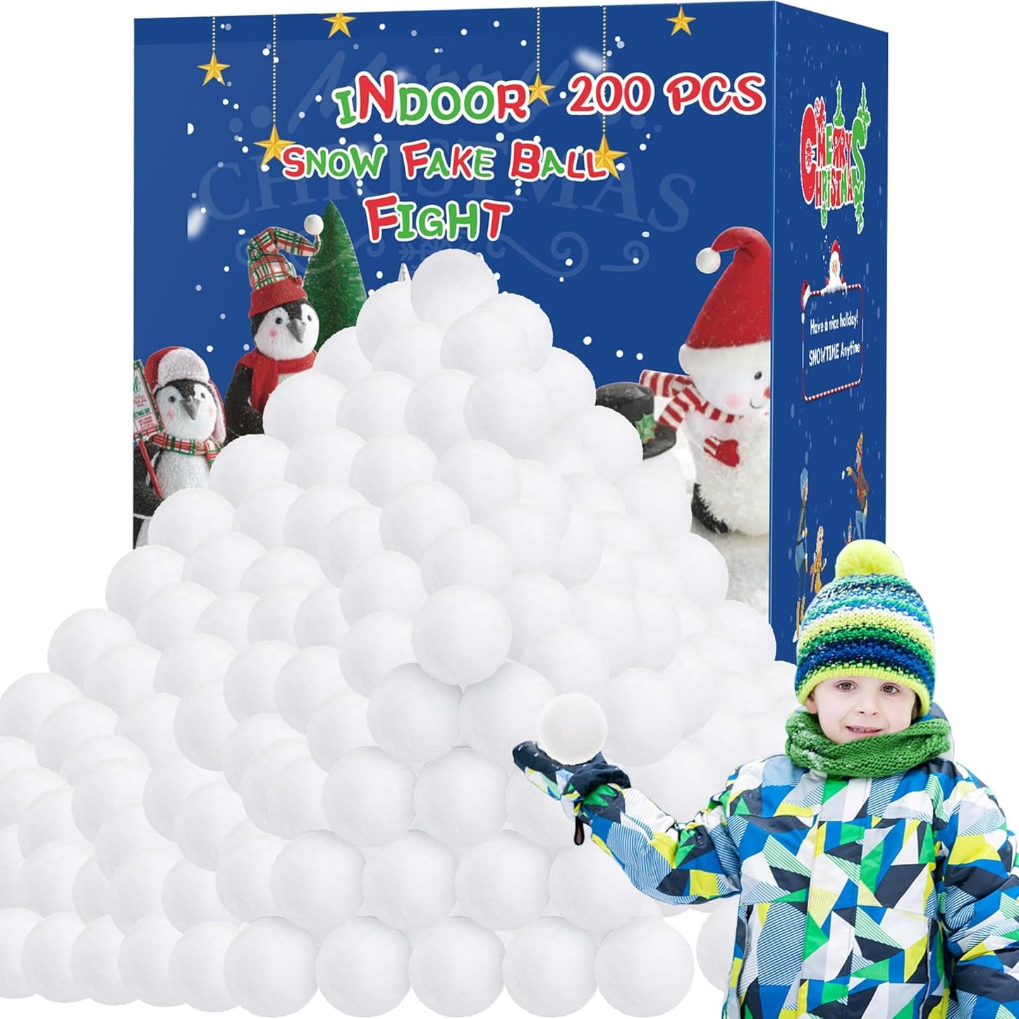 Skiennix 200 Pack Snow Toy Balls - Indoor Fake Snowballs for Kids | Perfect for Winter Games & Christmas Fun