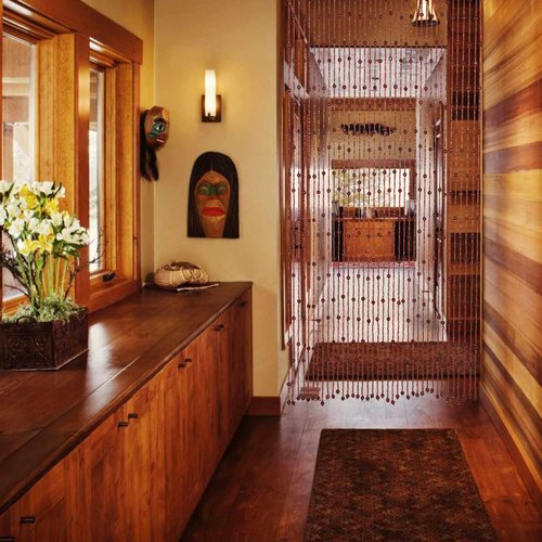 Foreate Handmade Beaded Curtains for Doorway Natural Wood Beaded Curtains Hippie Curtain for Hallway, 35.5 x 75 Inches Door Curtains Room Divider Bohemian Home Decor, Brown
