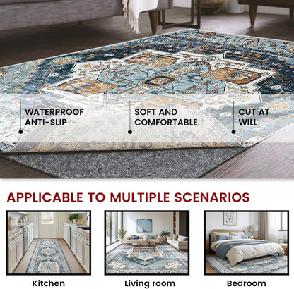 Skiennix Waterproof Rug Pad - Non-Slip Carpet Pad for All Floors | 8x10 ft Soft & Safe Design