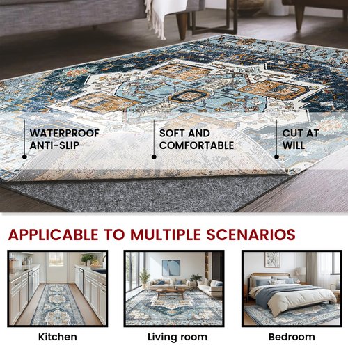 Waterproof Rug Pad, 8x10 ft Area Rug Non-Slip Carpet Pad, Non-Slip Rug Pads for All Floors and Finishes, Felt Pad for Hardwood Floors, Keeps Carpets in Place Soft and Safe
