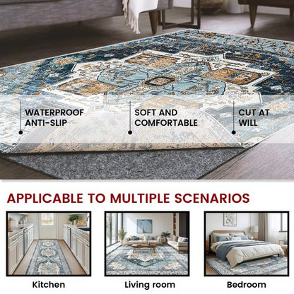 Waterproof Rug Pad, 8x10 ft Area Rug Non-Slip Carpet Pad, Non-Slip Rug Pads for All Floors and Finishes, Felt Pad for Hardwood Floors, Keeps Carpets in Place Soft and Safe