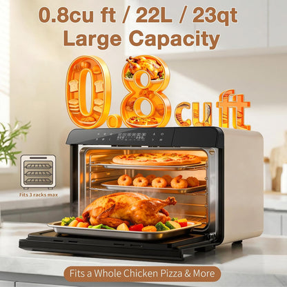 ROBAM Toaster Air Fryer Combi Oven - 20-in-1 Countertop Steam Oven with Convection & Self-Clean | White