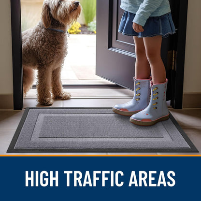 OLANLY Waterproof Front Door Mat - All-Season Indoor/Outdoor Doormat, Easy Clean, 35x23, Classic Gray