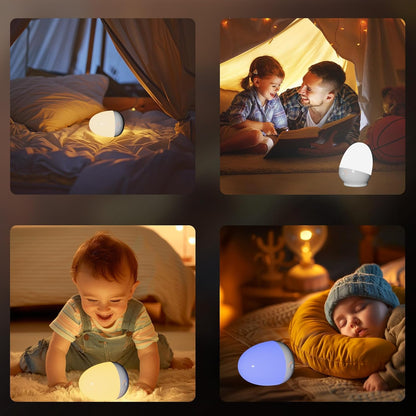 Touch Egg Night Light - Rechargeable Portable Kids Lamp with Dimmable 3 Color Temperatures | Ideal for Nursery