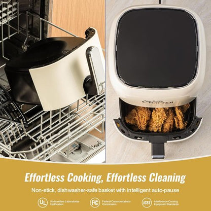 Charmi 5QT Air Fryer - Retro Design with Digital Touchscreen & 8 Cooking Presets | Cream White