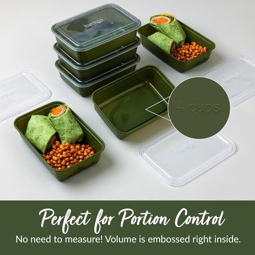 Bentgo Prep - Reusable 20-Piece Meal Prep Containers | Durable, BPA-Free, Microwave & Dishwasher Safe (Khaki Green)