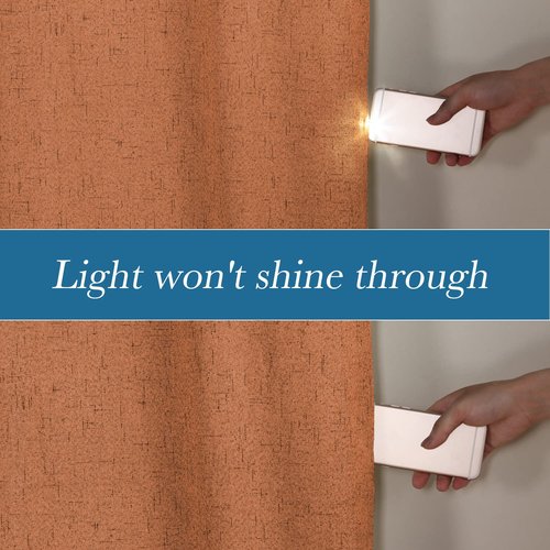 H.VERSAILTEX Linen Blackout Curtains Durable Thick Textured Linen Look 100% Blackout Patio Door Curtain Anti Rust Grommet Extra Wide Sliding Door Curtain Panel, Orange, W100 x L84 inch