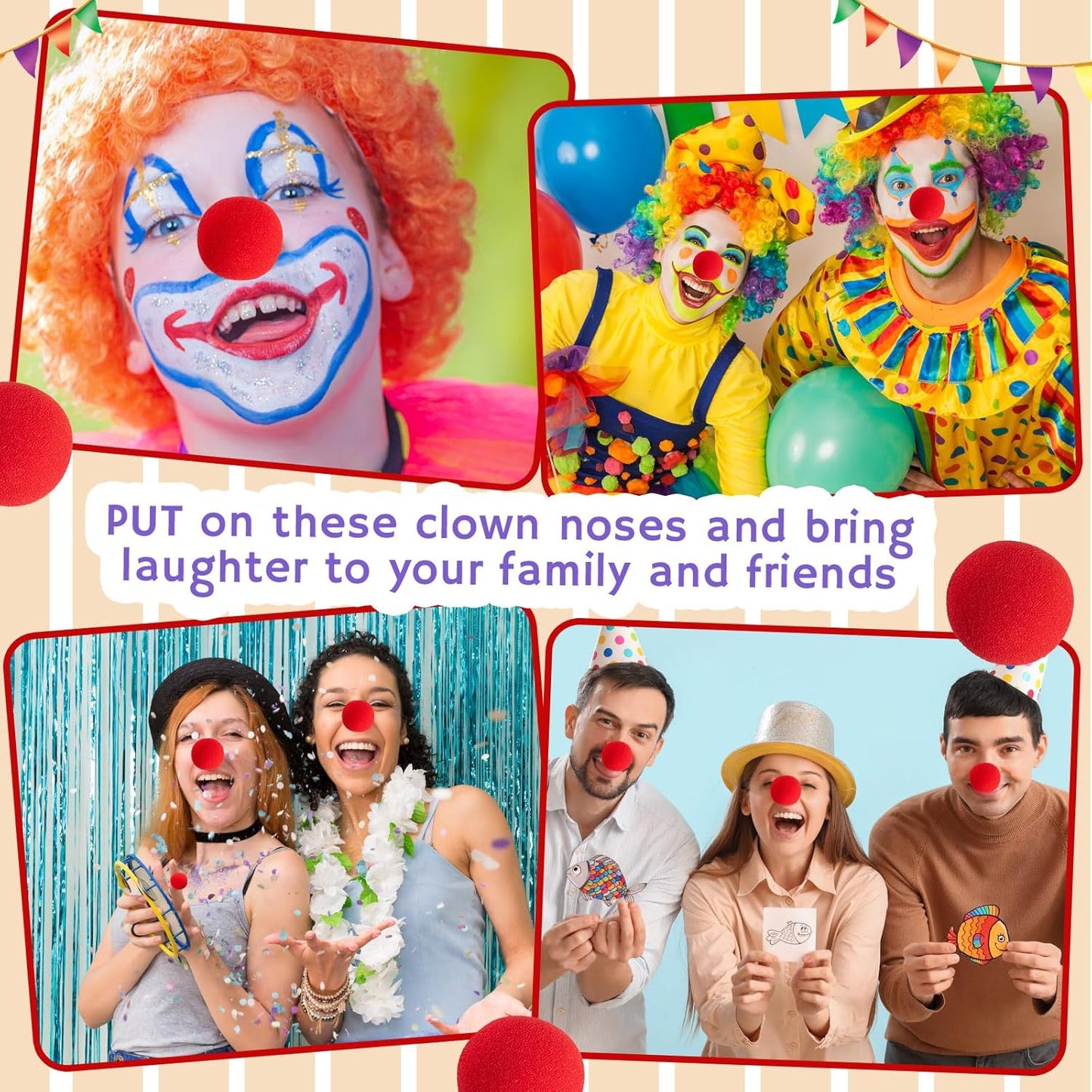 Vinsot Red Circus Clown Noses - 120 Pcs Foam Cosplay Accessories for Carnival & Halloween