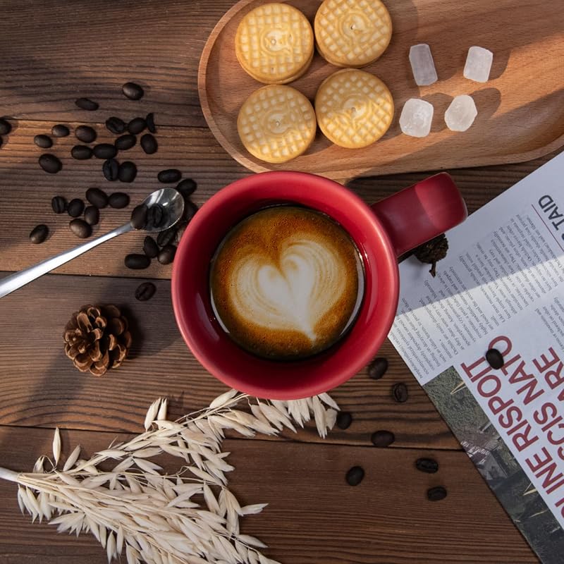 4.2 oz Espresso Cups Set of 2 – Demitasse Ceramic Mugs, Red (Variation: 4.2OZ-Red)