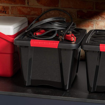 IRIS USA 19 QT Plastic Storage Box - BPA-Free, Durable Nestable Containers with Lids - Black, 6 Pack